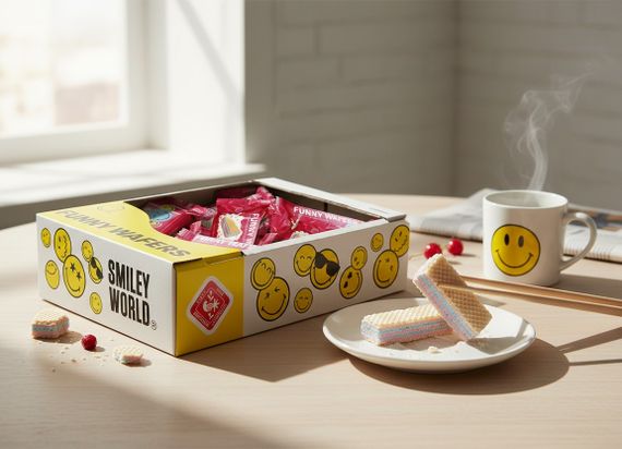 Вафлі з начинкою SmileyWorld FUNNY WAFERS з ароматом малини з холодком 400г (214522) | Зображення 1