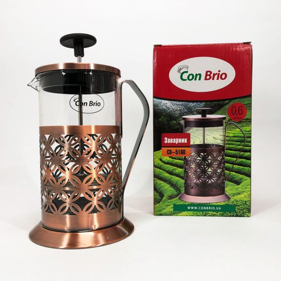 Френч-прес Заварник для чаю Con Brio CB-5160 600мл, Чайник самовар скляний, Чайники для заварювання | Зображення 5