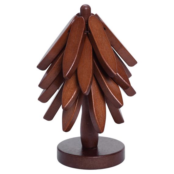 Набір підставок під гаряче з дерева 3 шт Ø19 (см) + тримач підставки на стіл під гаряче HB-40-4BR | Зображення 3