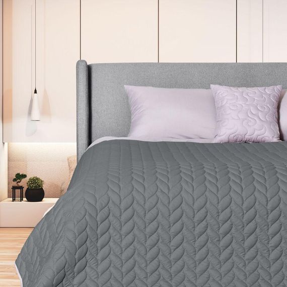 Покривало IDEIA 128687 Україна 220*240  Мікрофібра графіт/св.сірий