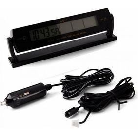 Автомобильные часы с подсветкой VST-7013V вольтметр, 2 термометра Авточасы с OC-345 выносным термометром