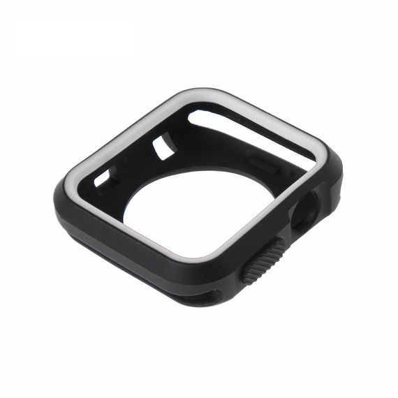 Силиконовый защитный корпус Primo для Apple Watch 38mm - Black / White | Зображення 1