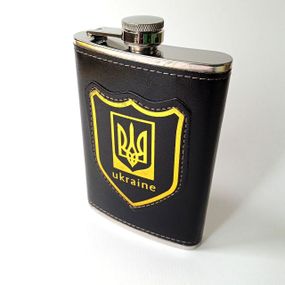Кишенькова  фляга для алкоголю 260 мл  Герб України