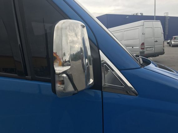 Накладка возле зеркал (2 шт, нерж) Carmos - Турецкая сталь для Mercedes Sprinter 2006-2018 гг | Зображення 2