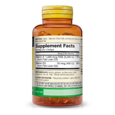 Витамин Mason Natural Витамины А и D3, Vitamins A & D3, 100 гелевых капсул (MAV05311) - Топ Продаж! | Зображення 1