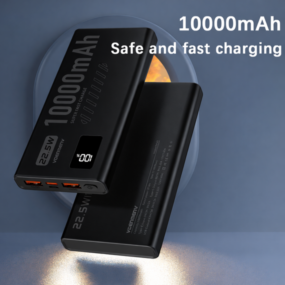 Павербанк VDENMENV DP43 10000mAh 22.5W PD + QC 3.0 з дисплеєм, чорний | Зображення 3