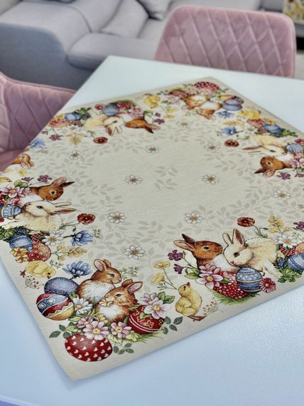 Скатертина гобеленова PRIMROSE Limaso, 93x93, Квадратна, Великодній, Без люрексу, 60% поліестер, 24% бавовна, 16% акрил, Гобелен | Зображення 2