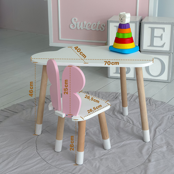 Дитячий столик хмаринка 46х70х40, стіл від 1 року для дитини, білий | Зображення 2