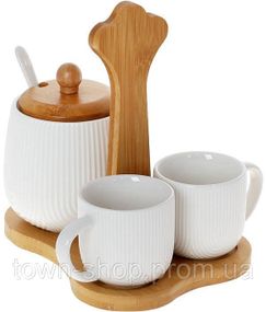 Кофейный набор Nouvelle Home Viola 2 чашки 90мл и сахарница 350мл на подставке BD-289-403