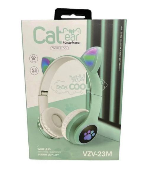 Бездротові дитячі Bluetooth навушники Cat Ear VZV-23M з котячими вушками Зелені | Зображення 6