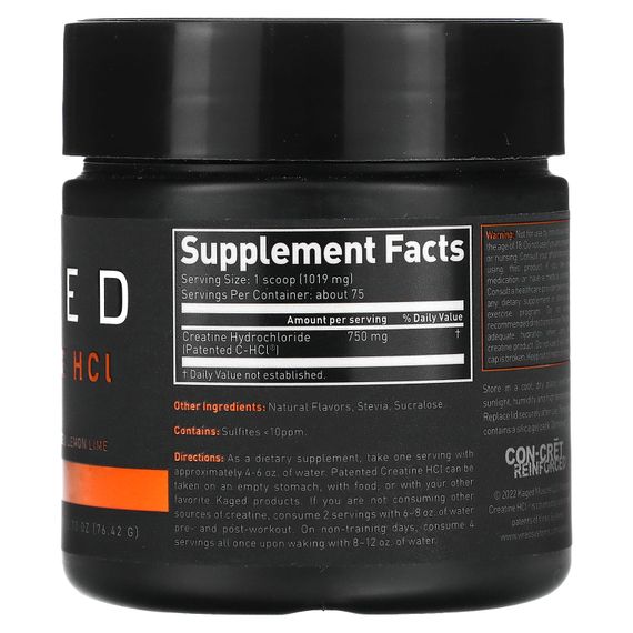 Гідрохлорид креатина Kaged Muscle Patented C-HCI, Creatine HCI 56.25 g (Unflavored) | Зображення 1