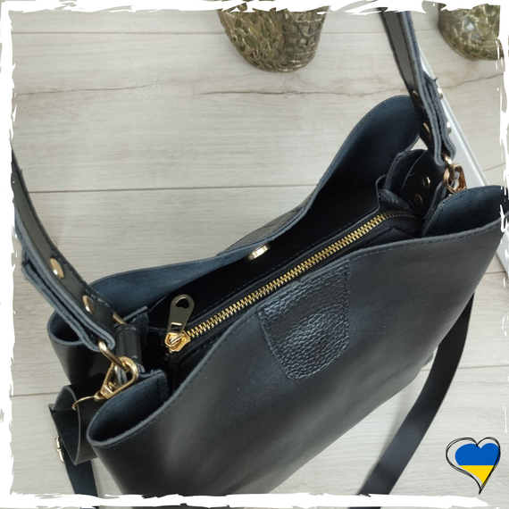 Сумка жіноча чорна з екошкіри. Сумка женская черная. Сумка чорна, екошкіра сумка | Зображення 4