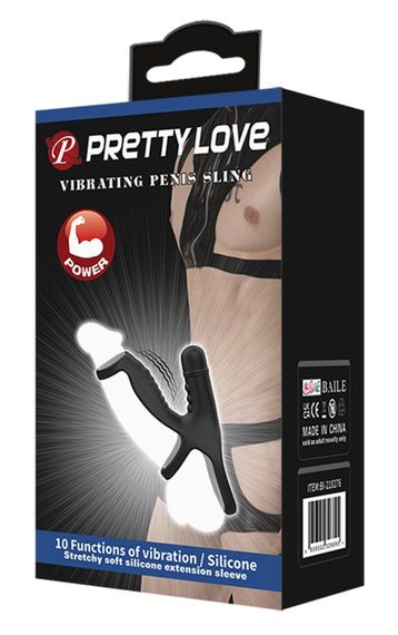 Насадка с вибрацией Pretty Love - VIBRATING PENIS SLING, 10 vibration functions, BI-210276 sexstyle | Зображення 9
