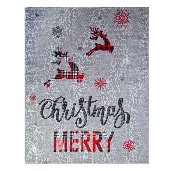 Кухонний рушник SoundSleep Merry Christmas різдвяний вафельний 45х60 см сіро-червоний (2800004667210)