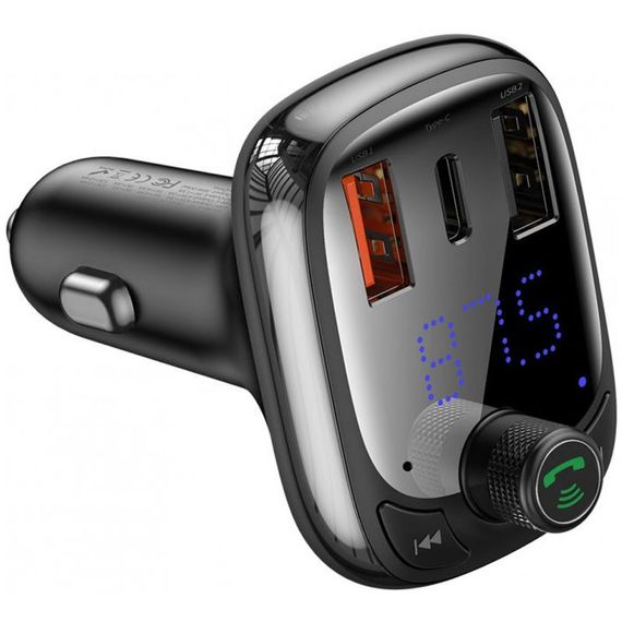 АЗП FM модулятор Baseus S-13 36W (2USB-A/1C) (CCMT000101) Чорний | Зображення 1