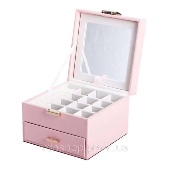 Шкатулка для украшений из эко кожи 2 яруса органайзер для ювелирных изделий HP-5-2P | Зображення 4