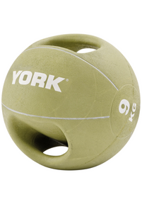 Мяч медбол 9кг York Fitness с двумя ручками зеленый