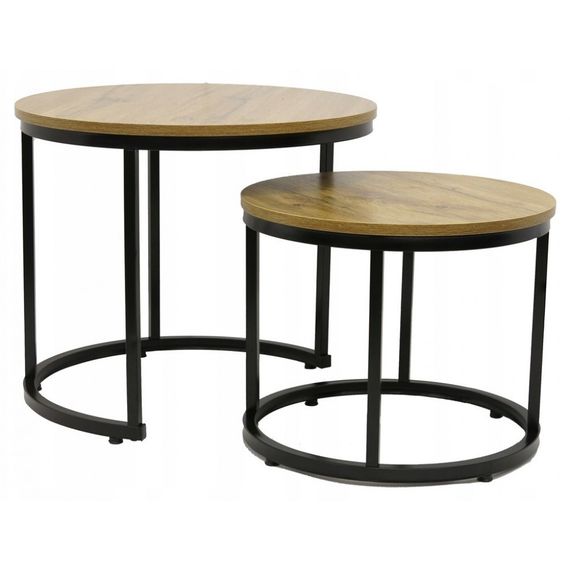 Столик журнальный круглый комплект 2 в 1 Bonro Бонро B-012 темно-коричневый (42400391) | Зображення 2