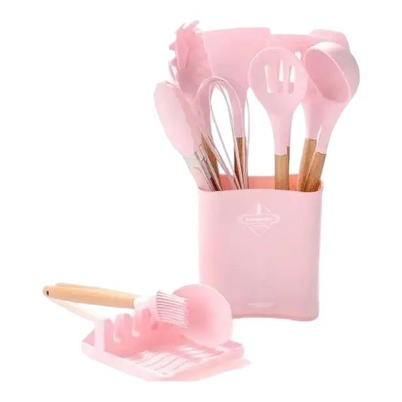 Набір силіконовий кухонного приладдя 12 предметів Zepline ZP 053 Рожевий