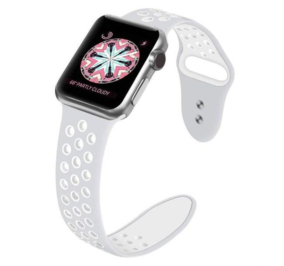 Спортивный ремешок с перфорацией Primo для Apple Watch 38mm / 40mm / 41mm размер S - Grey&White | Зображення 1
