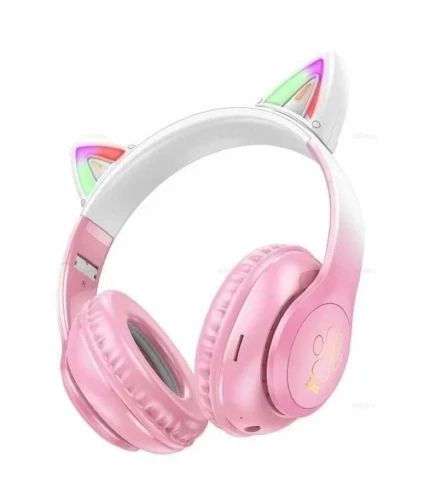 Бездротові блютус навушники з мікрофоном HOCO W42 Cat ears рожевий | Зображення 1