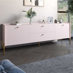 Тумба під телевізор з шухлядами LION Wood з золотими ніжками 180х50х40 см Рожевий (LION-043119)