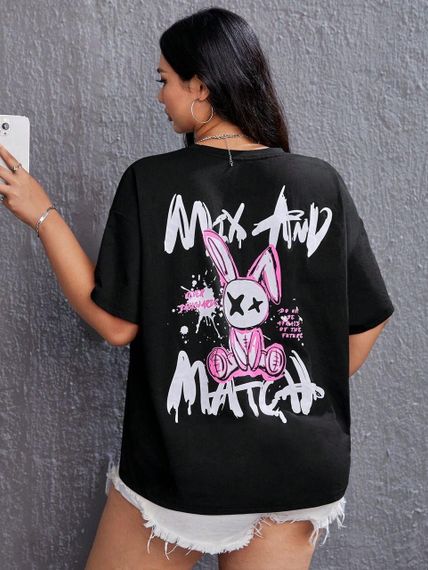 Футболка женская с принтом повседневная L Черная