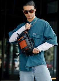 Чоловіча сумка бананка Sambag Dynamicdart чорно-помаранчева 38 × 21 × 7 см (80411129m)