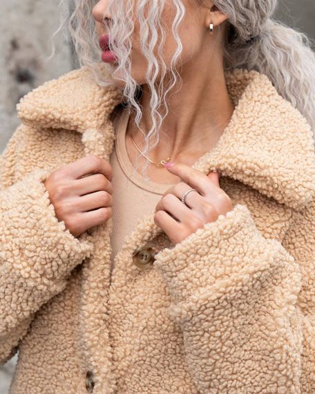 Женская короткая куртка мех Тедди, MN0002  цвет бежевый  размер S | Зображення 5