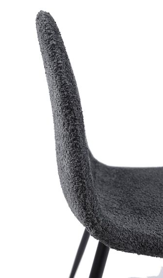 Обідній стілець N-160 з металевими ніжками, м'яка оббивка тканина букле колір Попелястий/чорний металевий каркас | Зображення 5