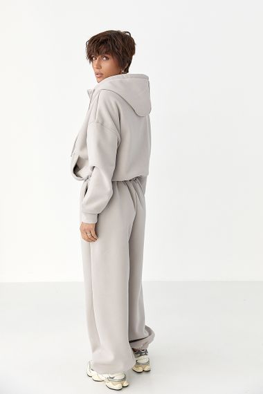 Спортивний костюм оверсайз із плюшевим начосом - сірий цвет, S/M (є розміри) | Зображення 1