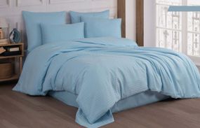 Постільна білизна Cotton Shine Stripe Satin 200х220 Sky Blue