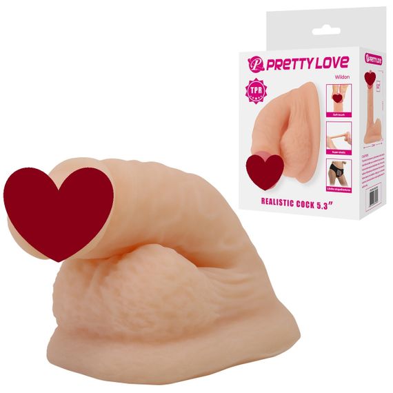 Фаллоимитатор протез PRETTY LOVE реалистичный, эластичный, светлый беж, 13 см Sex Aura