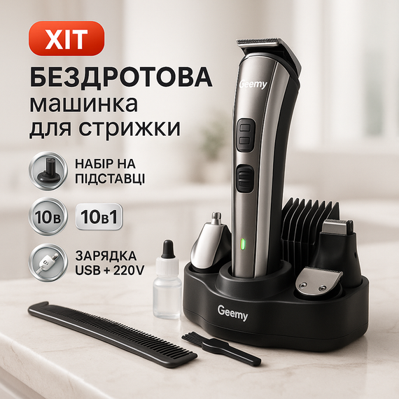 Тример для складної стрижки волосся GEMEI GM-592, Машинка для стрижки на акумуляторі QG-24