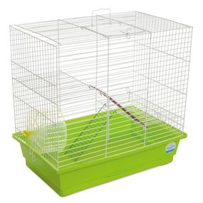 Клітка Природа Гоша для дрібних декоративних гризунів з колесом біла/зелена 44x27x50 см