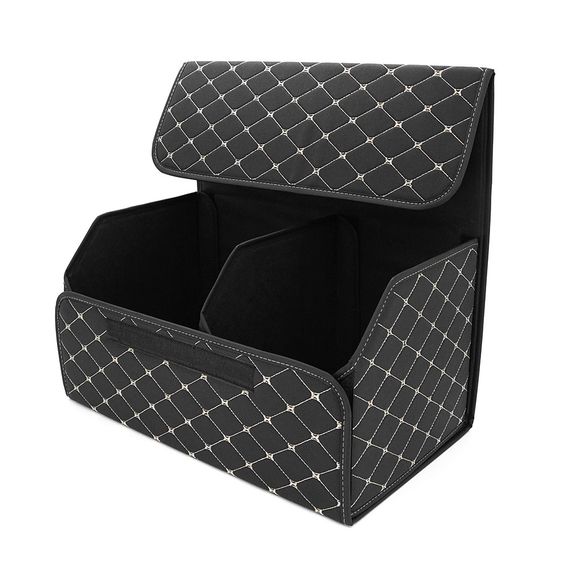 Складной кожаный автомобильный органайзер 540x320x300, Black-Gold | Зображення 1