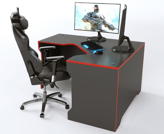 Стол геймерский ZEUS TRON-2 Stalker черныйкрасный | Зображення 1