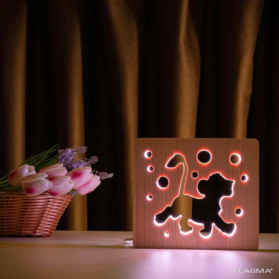 Светильник ночник ArtEco Light из дерева LED "Веселый львенок" с пультом и регулировкой... | Зображення 2