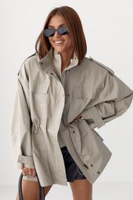 Подовжена жіноча вітрова куртка - світло-сірий цвет, S (є розміри)