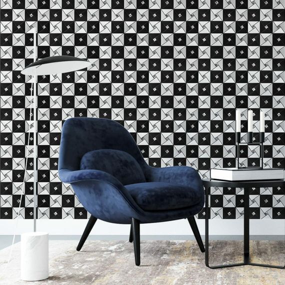 Самоклеющаяся алюминиевая плитка 300х300х3мм Черно-серебряная со стразами SW-00001773 | Зображення 4