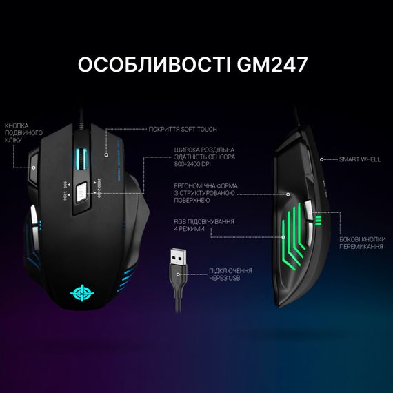 Мишка GamePro GM247 Storm USB Black (GM247) | Зображення 7