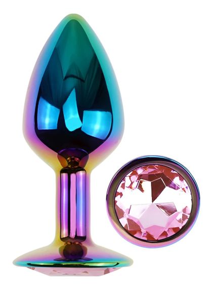 Металева анальна пробка EGZO Multicolor Round Plug Pink S з рожевим кристалом Sex Aura | Зображення 1