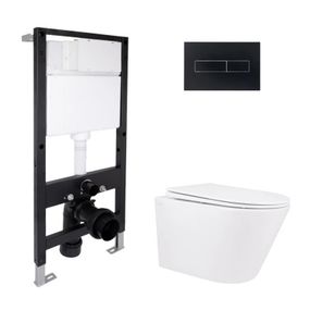 Готовое решение Qtap для ванной комнаты: подвесной унитаз Swan Rimless 520x360x320 + комплект инсталляции Standard (линейная