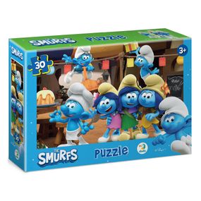Детский пазл "Вечеринка Смурфов" 200661, 20х27 см картина, 30 элементов