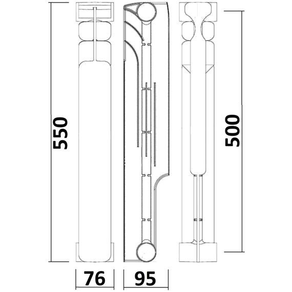 Радіатор біметалевий секційний Energo BIDEEP 500/96 (20261) | Зображення 1