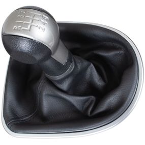 Seat Leon II (від 2005-) ручка КПП перемикання передач чорно-бежева + чохол + рамка хром 6 ступка, Сеат Леон 2