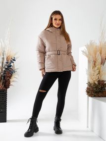 Куртка з поясом, арт. 332, кава з розовим