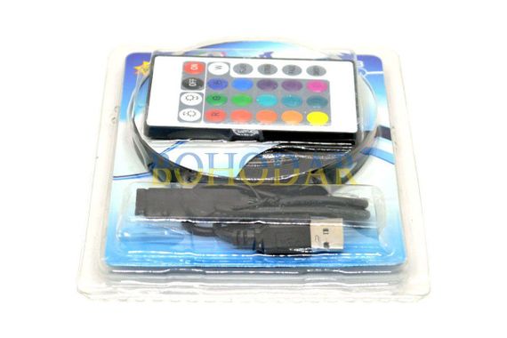 Комплект світлодіодна USB стрічка лента LEDSTRIP LED 5050 2 метри RGB SMD різнокольорова +Контролер +Пульт Польща! | Зображення 8