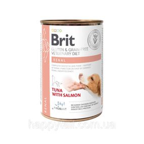 Ветеринарный влажный корм Brit Veterinary Diets Renal для собак при заболеваниях почек с тунцом и лососем 400 г