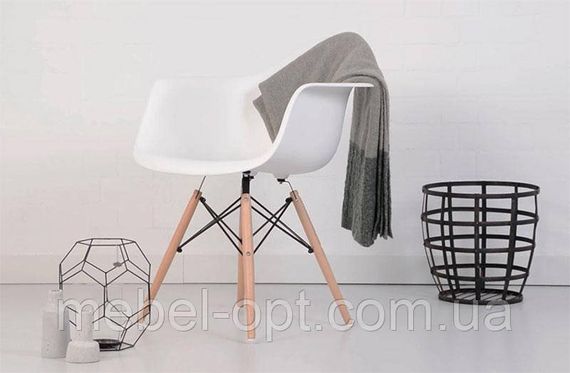 Кресло Eames DAW Armchair белое на деревянных ногах | Зображення 6